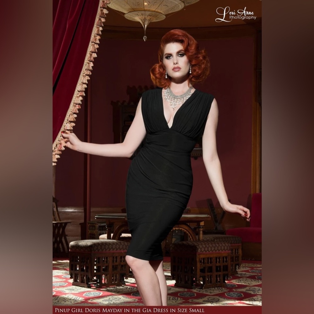 GIA dress in 🖤BLACK🖤 size Large by Laura Byrnes for pinupgirlclothing.com NWOT